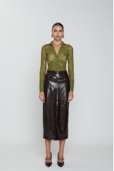 MIX AND MATCH Ellora Lace Shirt Olive Πράσινο  Δαντελένιο Πουκάμισο